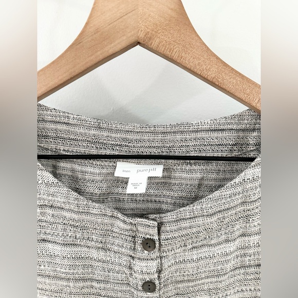 J. Jill Lagenlook Dolman Sleeve Linen Blouse Gray Size Medium - Picture 5 of 6